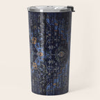Dark Vintage Traditional Oriental Rug Travel Mug Gallery Image 2