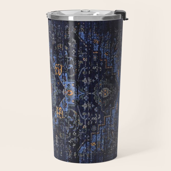 Dark Vintage Traditional Oriental Rug Travel Mug Gallery Image 2