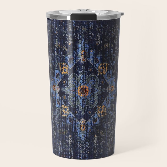 Dark Vintage Traditional Oriental Rug Travel Mug Gallery Image 1