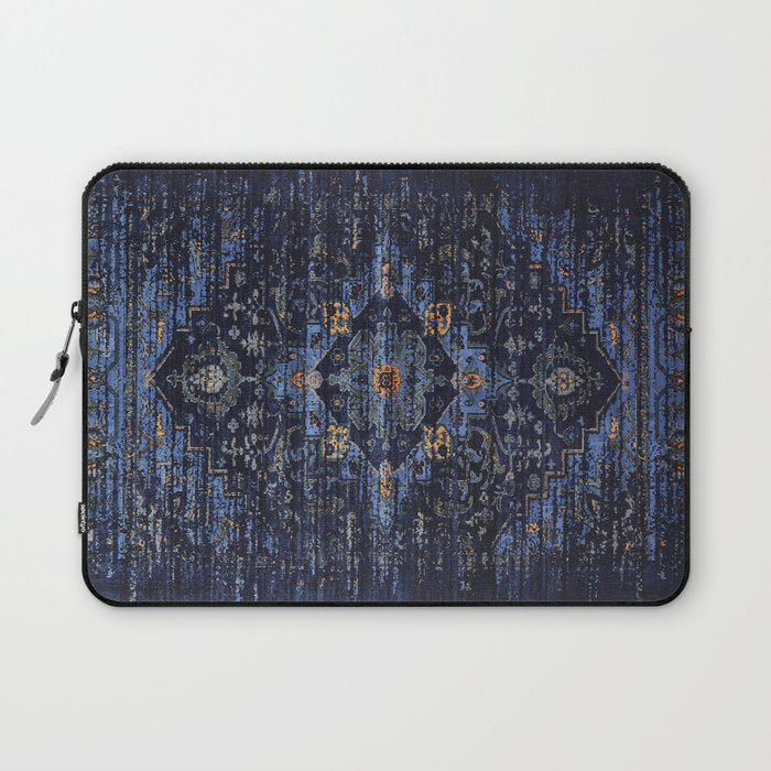 Dark Vintage Traditional Oriental Rug Laptop Sleeve Gallery Image 1