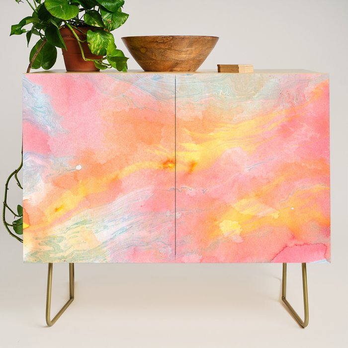 Abundance - abstract pink marbling painting Credenza Gallery Image 1