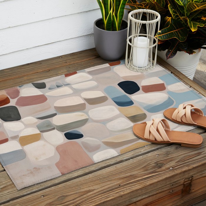Soft Organic Stone Forms Outdoor Rug Gallery Image 2