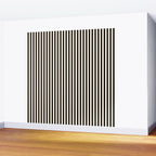 Fine Stripes Vertical Minimalist Pattern in Black and Almond Cream Wall Mural Gallery Image 2