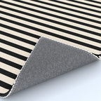 Fine Stripes Vertical Minimalist Pattern in Black and Almond Cream Rug Gallery Image 4