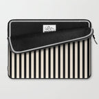 Fine Stripes Vertical Minimalist Pattern in Black and Almond Cream Laptop Sleeve Gallery Image 2