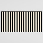 Fine Stripes Vertical Minimalist Pattern in Black and Almond Cream Desk Mat Gallery Image 3