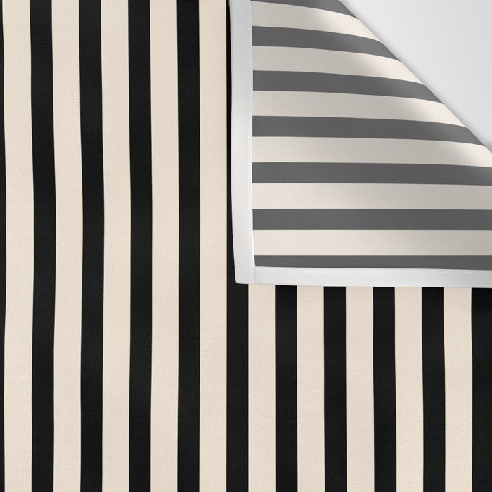 Fine Stripes Vertical Minimalist Pattern in Black and Almond Cream Wall Tapestry Gallery Image 3