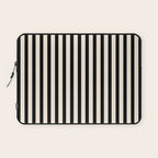 Fine Stripes Vertical Minimalist Pattern in Black and Almond Cream Laptop Sleeve Gallery Image 1