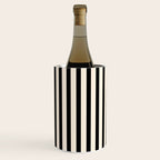 Fine Stripes Vertical Minimalist Pattern in Black and Almond Cream Wine Chiller Gallery Image 3