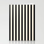 Fine Stripes Vertical Minimalist Pattern in Black and Almond Cream Stationery Card Gallery Image 2