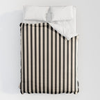 Fine Stripes Vertical Minimalist Pattern in Black and Almond Cream Duvet Cover Gallery Image 6