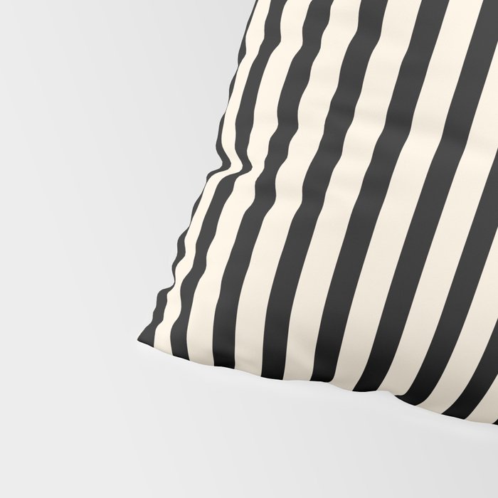 Fine Stripes Vertical Minimalist Pattern in Black and Almond Cream Pillow Sham Gallery Image 4
