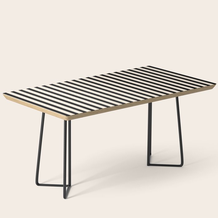 Fine Stripes Vertical Minimalist Pattern in Black and Almond Cream Coffee Table Gallery Image 1