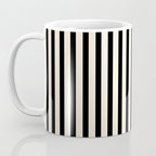 Fine Stripes Vertical Minimalist Pattern in Black and Almond Cream Coffee Mug Gallery Image 3