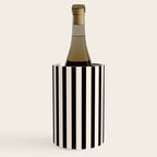 Fine Stripes Vertical Minimalist Pattern in Black and Almond Cream Wine Chiller Gallery Image 2