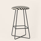 Fine Stripes Vertical Minimalist Pattern in Black and Almond Cream Stool Gallery Image 1