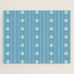 Daisy Stripes Cozy Cottage Pattern in Light Blue and Cream Jigsaw Puzzle Gallery Image 1