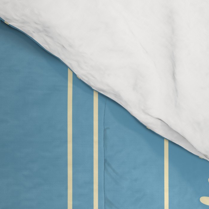 Daisy Stripes Cozy Cottage Pattern in Light Blue and Cream Comforter Gallery Image 4