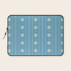 Daisy Stripes Cozy Cottage Pattern in Light Blue and Cream Laptop Sleeve Gallery Image 1