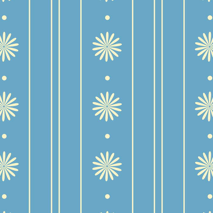Daisy Stripes Cozy Cottage Pattern in Light Blue and Cream Coffee Mug Gallery Image 2