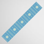 Daisy Stripes Cozy Cottage Pattern in Light Blue and Cream Table Runner Gallery Image 3