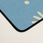 Daisy Stripes Cozy Cottage Pattern in Light Blue and Cream Desk Mat Gallery Image 4