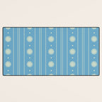 Daisy Stripes Cozy Cottage Pattern in Light Blue and Cream Desk Mat Gallery Image 3