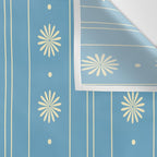 Daisy Stripes Cozy Cottage Pattern in Light Blue and Cream Wall Tapestry Gallery Image 3
