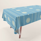 Daisy Stripes Cozy Cottage Pattern in Light Blue and Cream Tablecloth Gallery Image 1