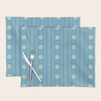 Daisy Stripes Cozy Cottage Pattern in Light Blue and Cream Placemat Gallery Image 1
