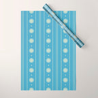 Daisy Stripes Cozy Cottage Pattern in Light Blue and Cream Wrapping Paper Gallery Image 1