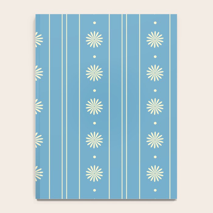 Daisy Stripes Cozy Cottage Pattern in Light Blue and Cream Notebook Gallery Image 4
