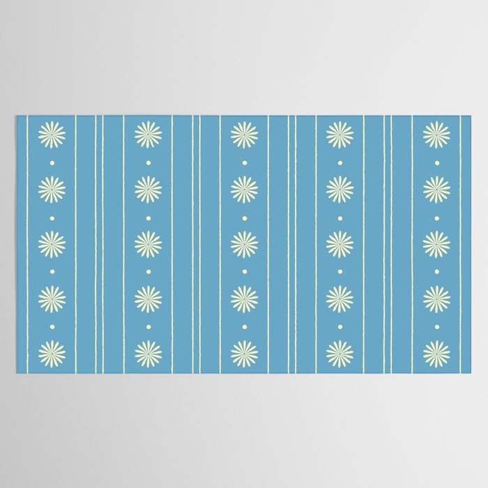 Daisy Stripes Cozy Cottage Pattern in Light Blue and Cream Tablecloth Gallery Image 2