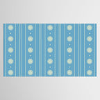 Daisy Stripes Cozy Cottage Pattern in Light Blue and Cream Tablecloth Gallery Image 2