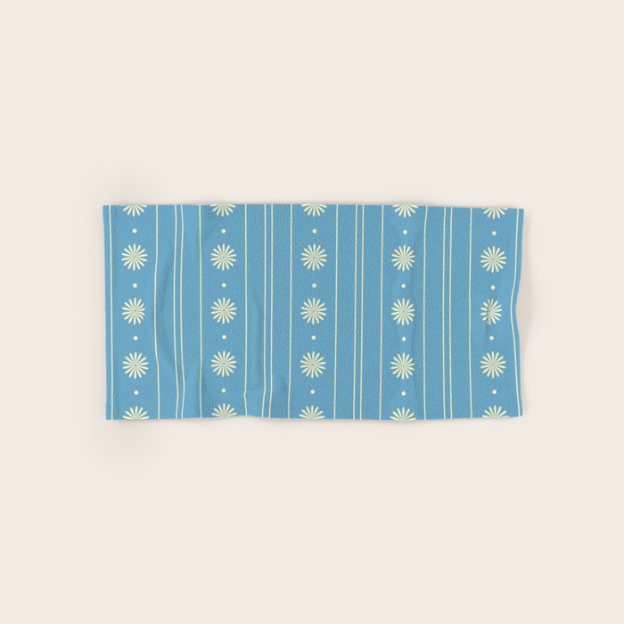 Daisy Stripes Cozy Cottage Pattern in Light Blue and Cream Bath Towel Gallery Image 1