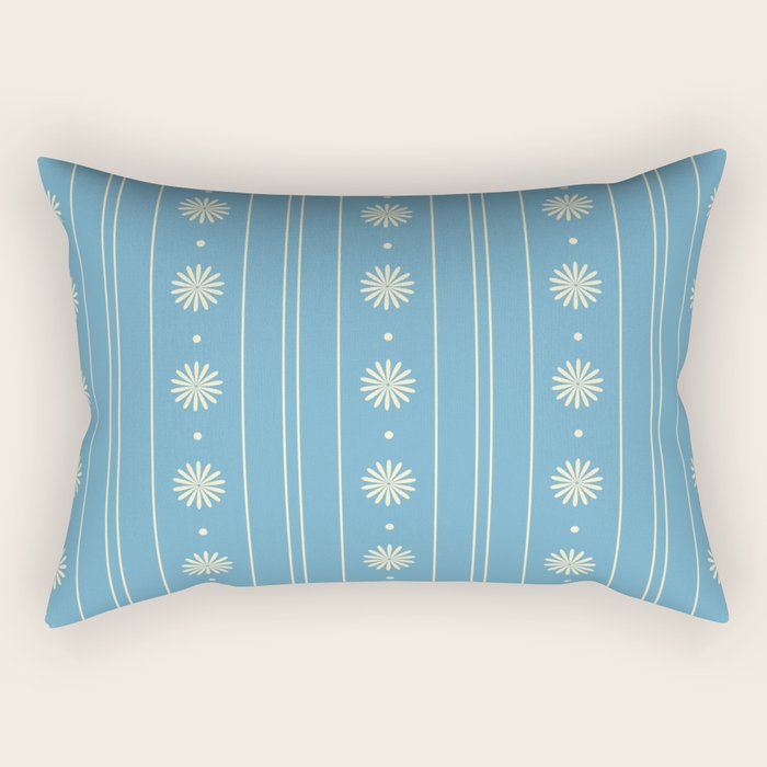 Daisy Stripes Cozy Cottage Pattern in Light Blue and Cream Rectangular Pillow Gallery Image 2