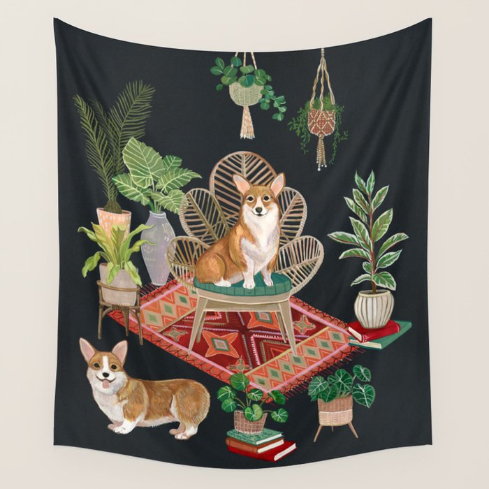 Corgis living room Wall Tapestry Gallery Image 4