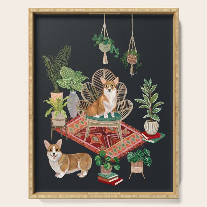 Corgis living room Serving Tray Gallery Image 1
