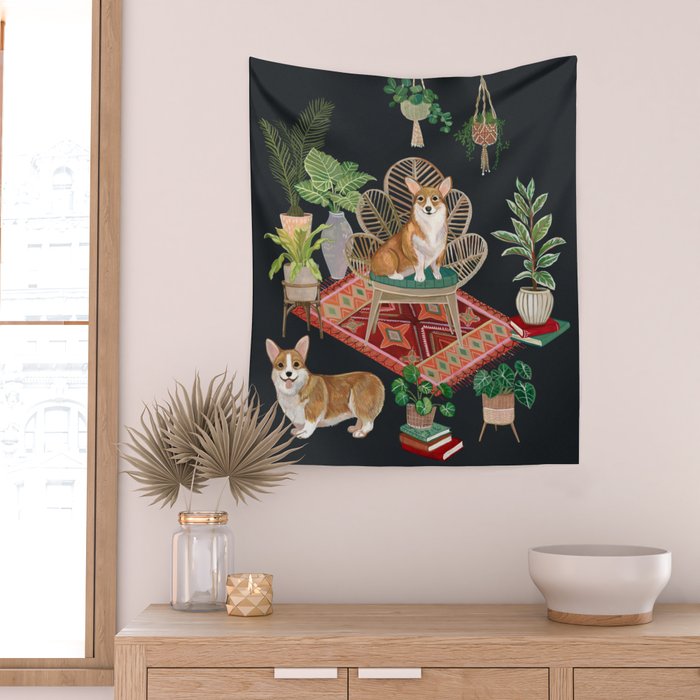 Corgis living room Wall Tapestry Gallery Image 2