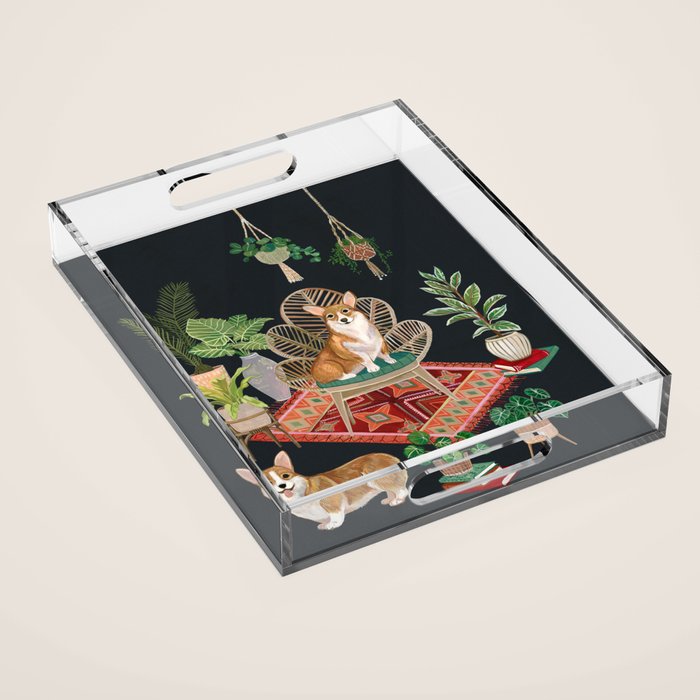 Corgis living room Acrylic Tray Gallery Image 1