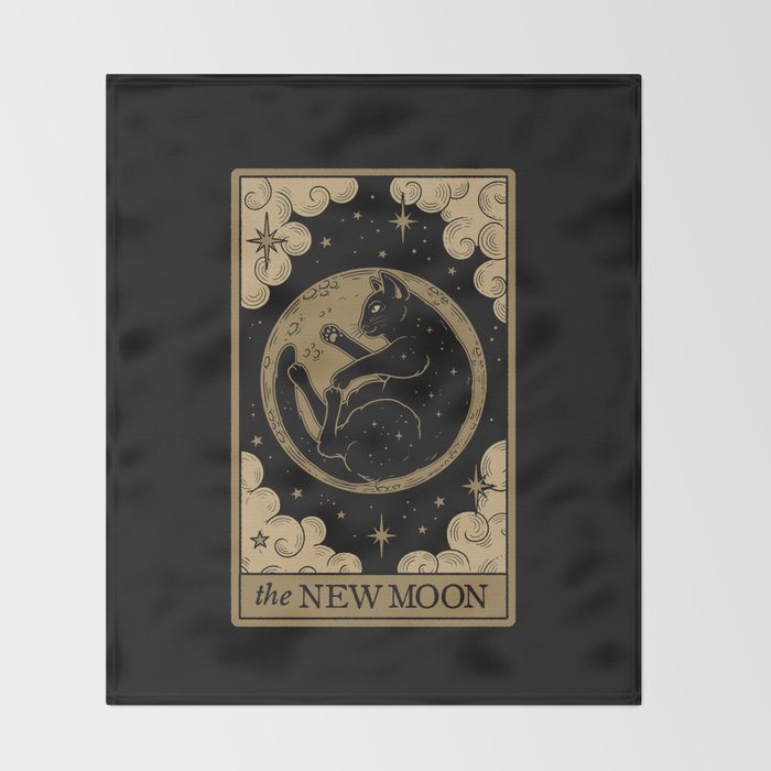 The New Moon - Dark Background Throw Blanket Gallery Image 2