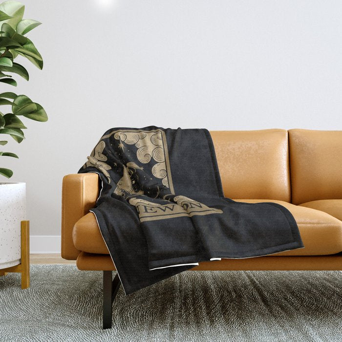 The New Moon - Dark Background Throw Blanket Gallery Image 1