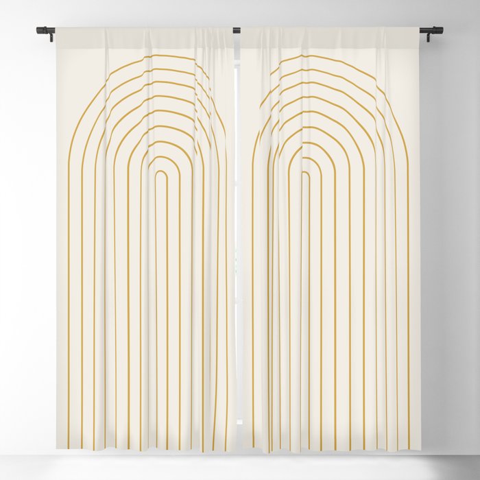 Minimal Arch XXXVI Creme and Orange Modern Geometric Lines Window Curtain Gallery Image 1