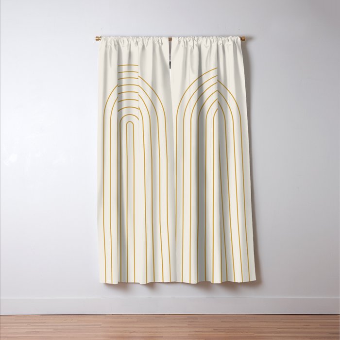 Minimal Arch XXXVI Creme and Orange Modern Geometric Lines Window Curtain Gallery Image 3