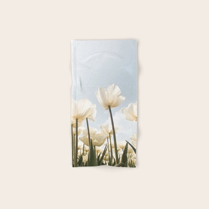 White Tulips In Spring In Holland Photo | Dutch Flowers Art Print |  Europe Travel Photography Bath Towel Gallery Image 1