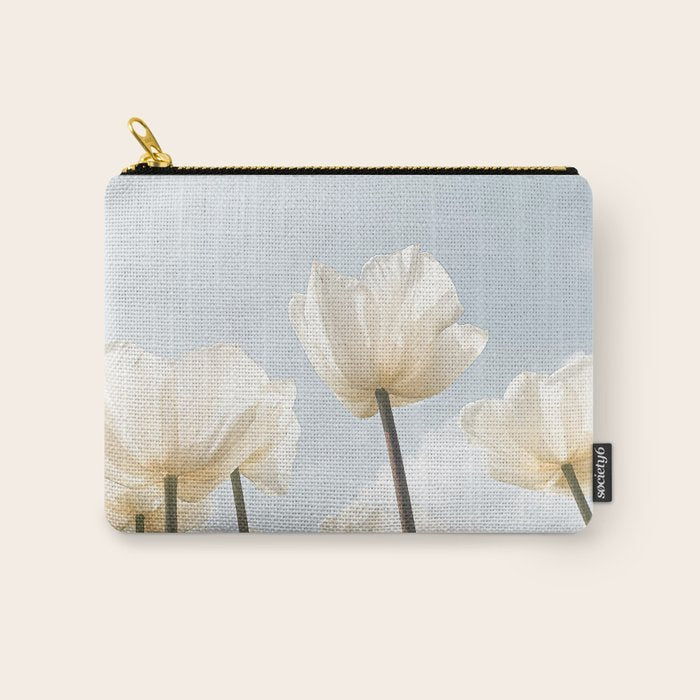 White Tulips In Spring In Holland Photo | Dutch Flowers Art Print |  Europe Travel Photography Carry All Pouch Gallery Image 1