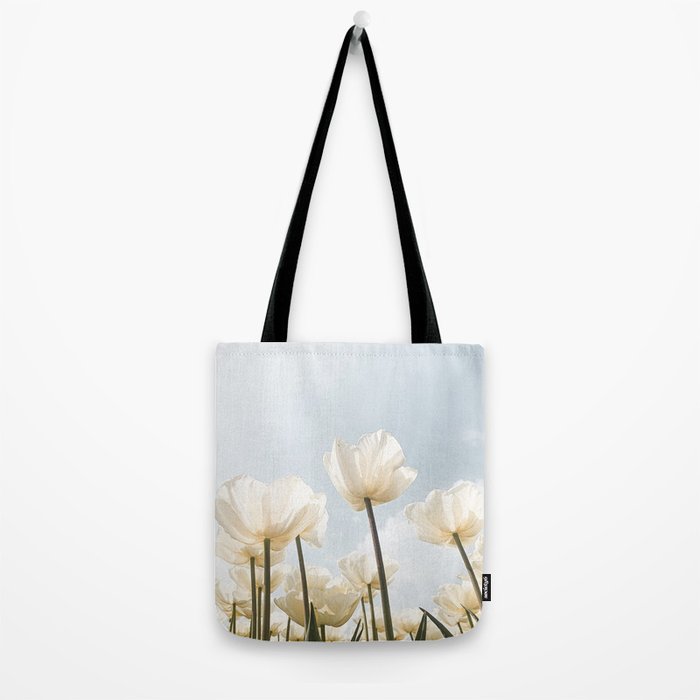 White Tulips In Spring In Holland Photo | Dutch Flowers Art Print |  Europe Travel Photography Tote Bag Gallery Image 2