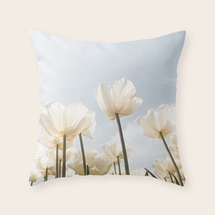 White Tulips In Spring In Holland Photo | Dutch Flowers Art Print |  Europe Travel Photography Throw Pillow Gallery Image 1