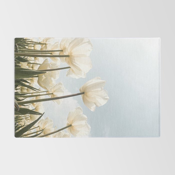 White Tulips In Spring In Holland Photo | Dutch Flowers Art Print |  Europe Travel Photography Rug Gallery Image 2