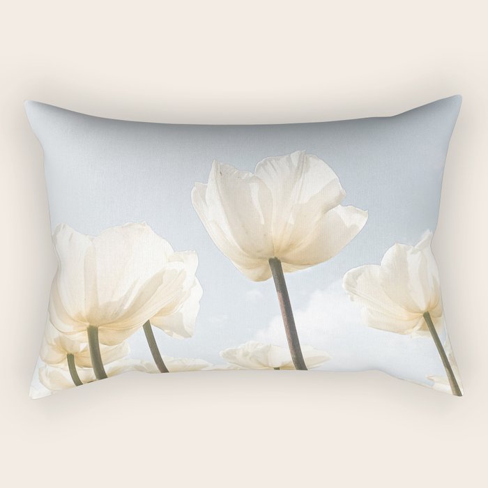 White Tulips In Spring In Holland Photo | Dutch Flowers Art Print |  Europe Travel Photography Rectangular Pillow Gallery Image 2